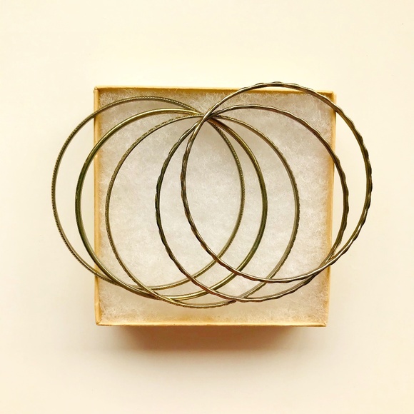 Set of 5 Gold-Tone Bangles - Picture 1 of 2